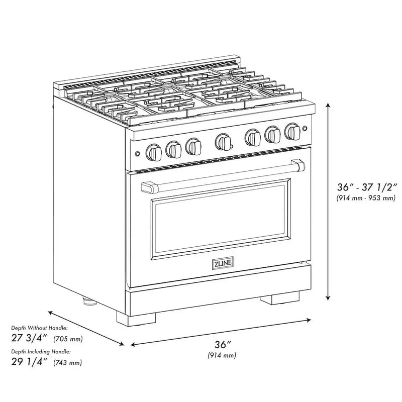 ZLINE 30"Paramount Dual Fuel Range Stainless Steel, Black Matte, SDR-BLM-30 by Farmhouse Kitchen and Bath
