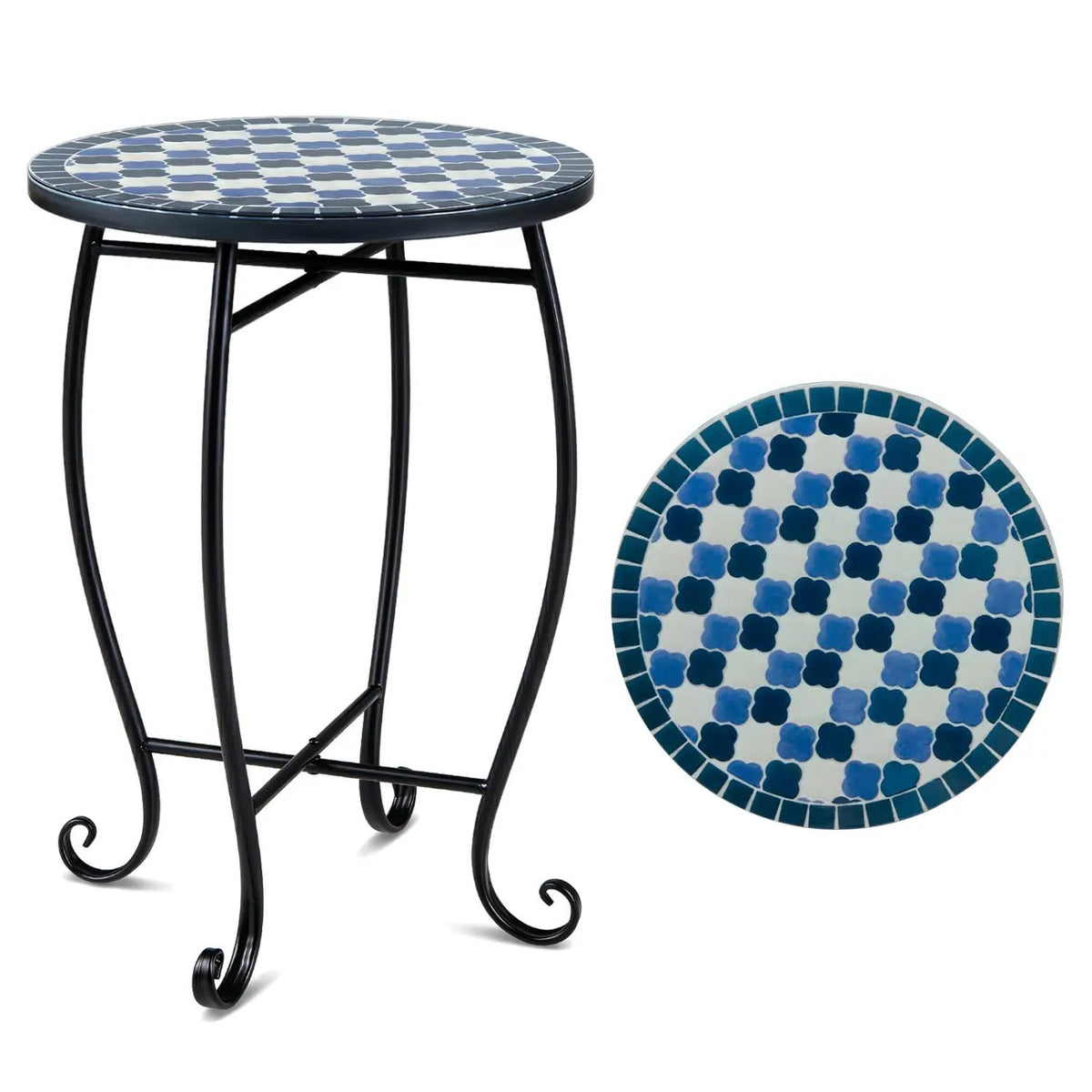 14" Mosaic Patio Accent Table with Metal Frame, photo 19 of 24