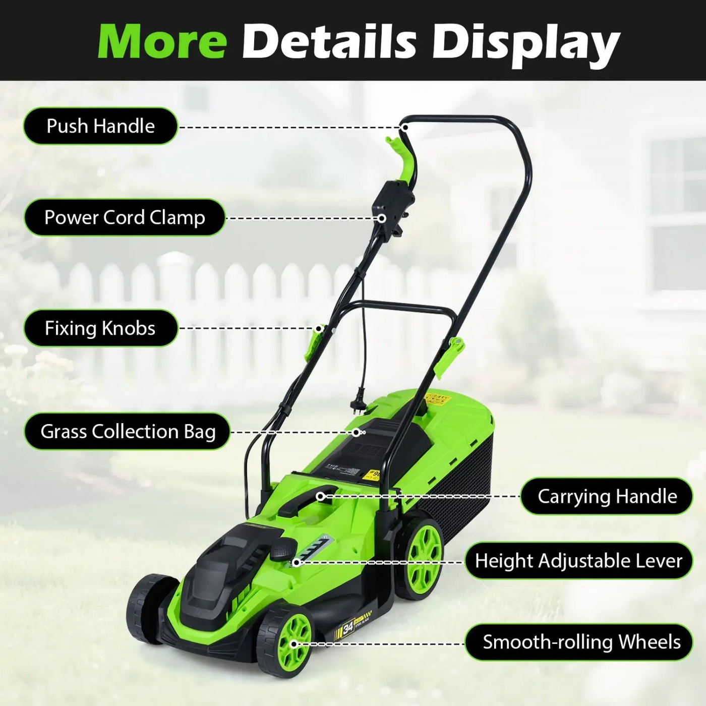 14-Inch Corded Electric Lawn Mower with 5-Position Height Adjust by DirectDeals