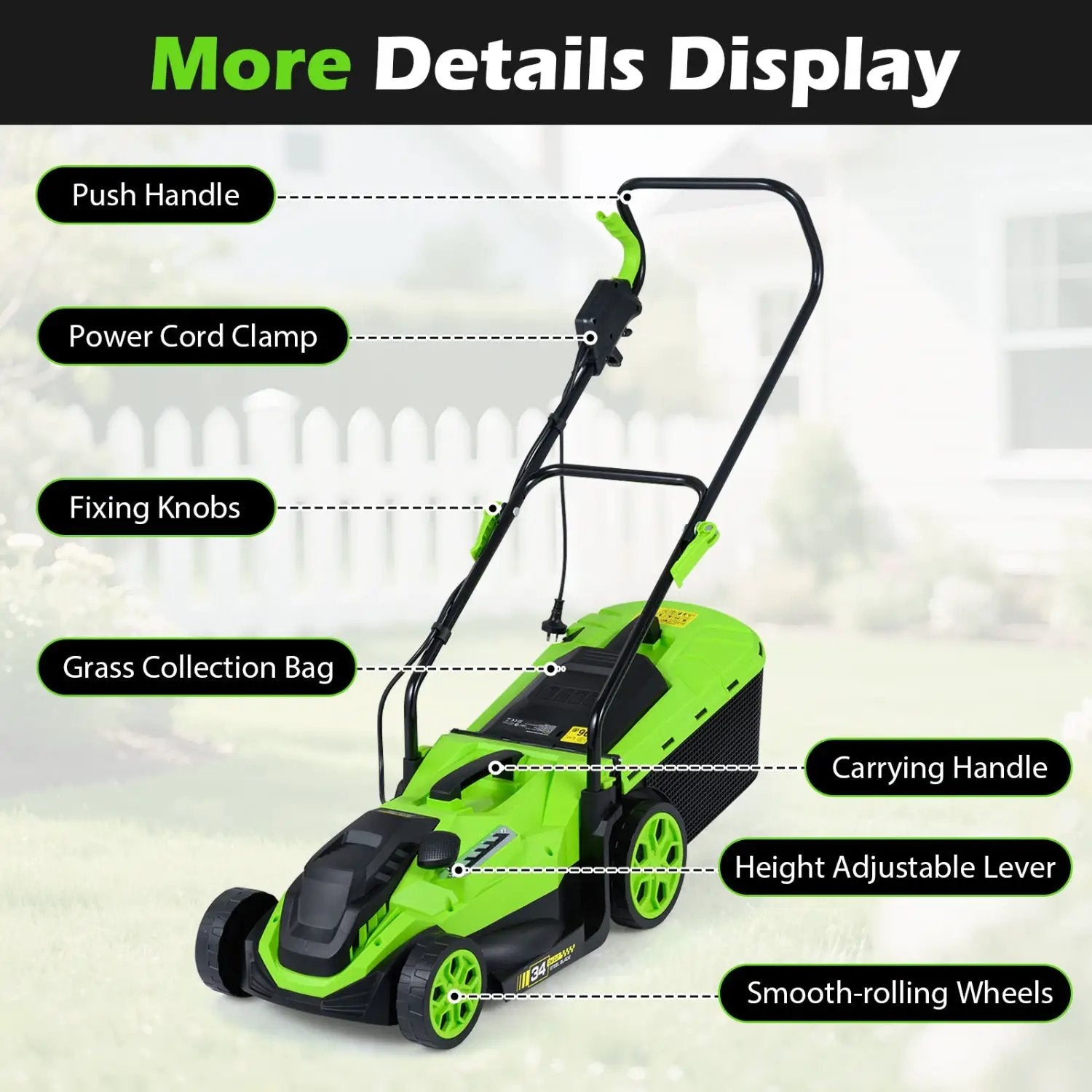 14-Inch Corded Electric Lawn Mower with 5-Position Height Adjust by DirectDeals
