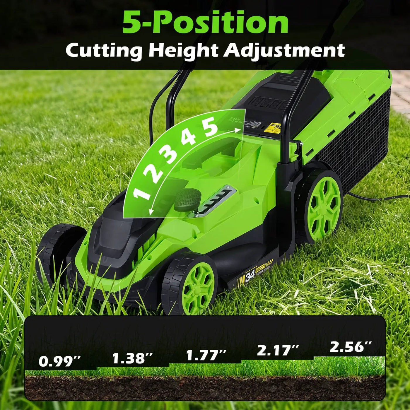 14-Inch Corded Electric Lawn Mower with 5-Position Height Adjust by DirectDeals