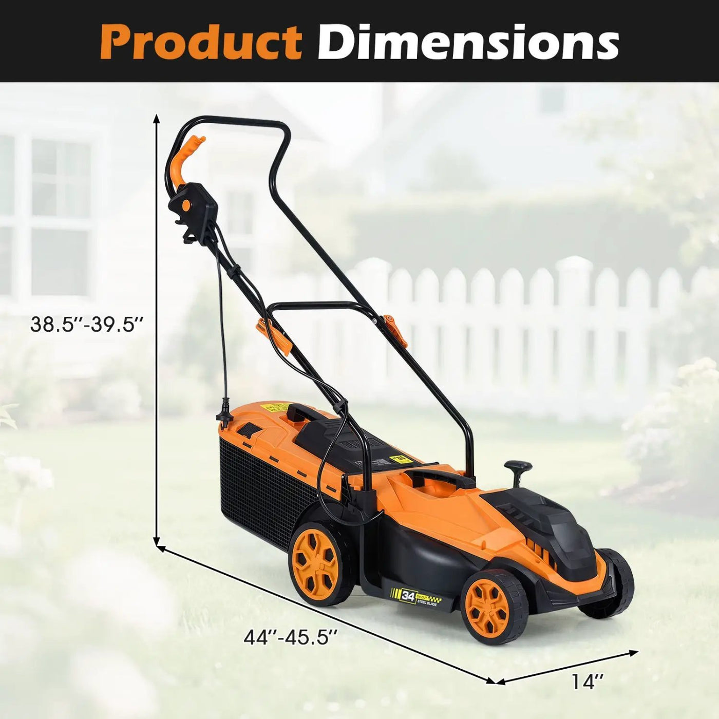 14-Inch Corded Electric Lawn Mower with 5-Position Height Adjust by DirectDeals