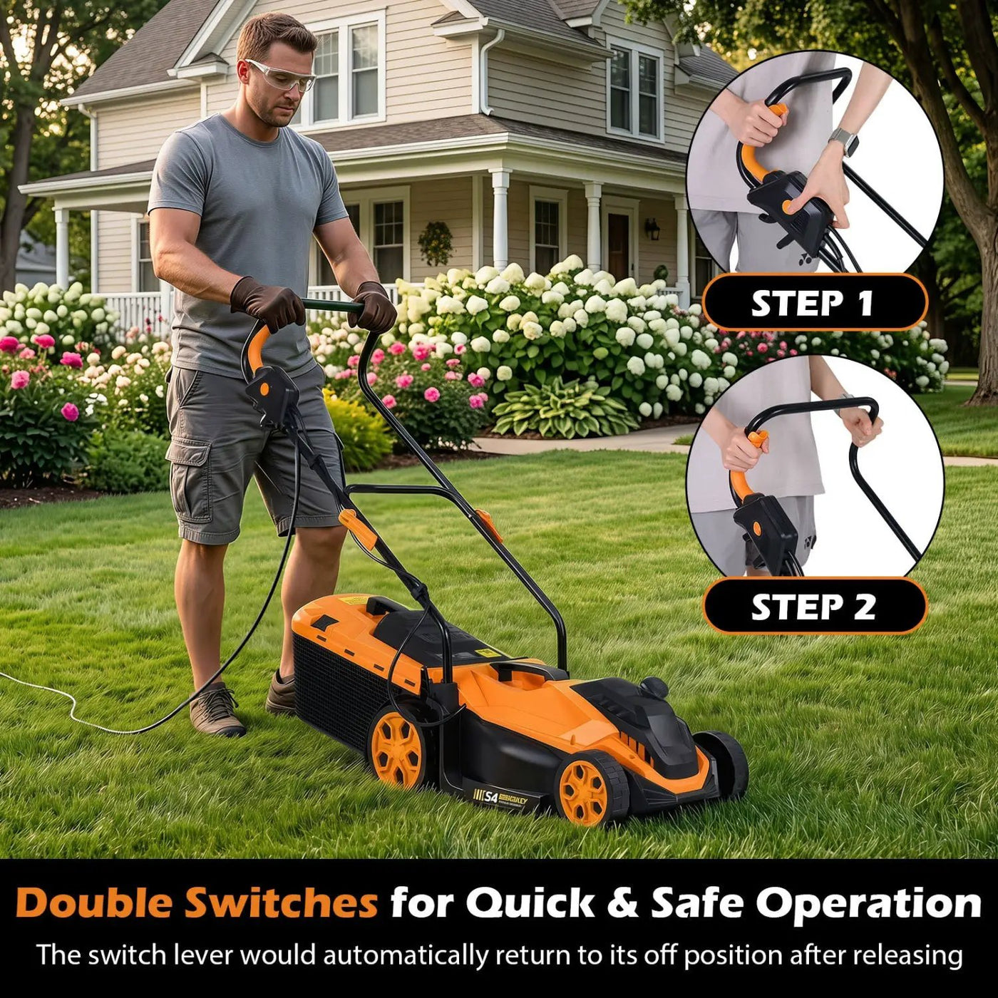14-Inch Corded Electric Lawn Mower with 5-Position Height Adjust by DirectDeals
