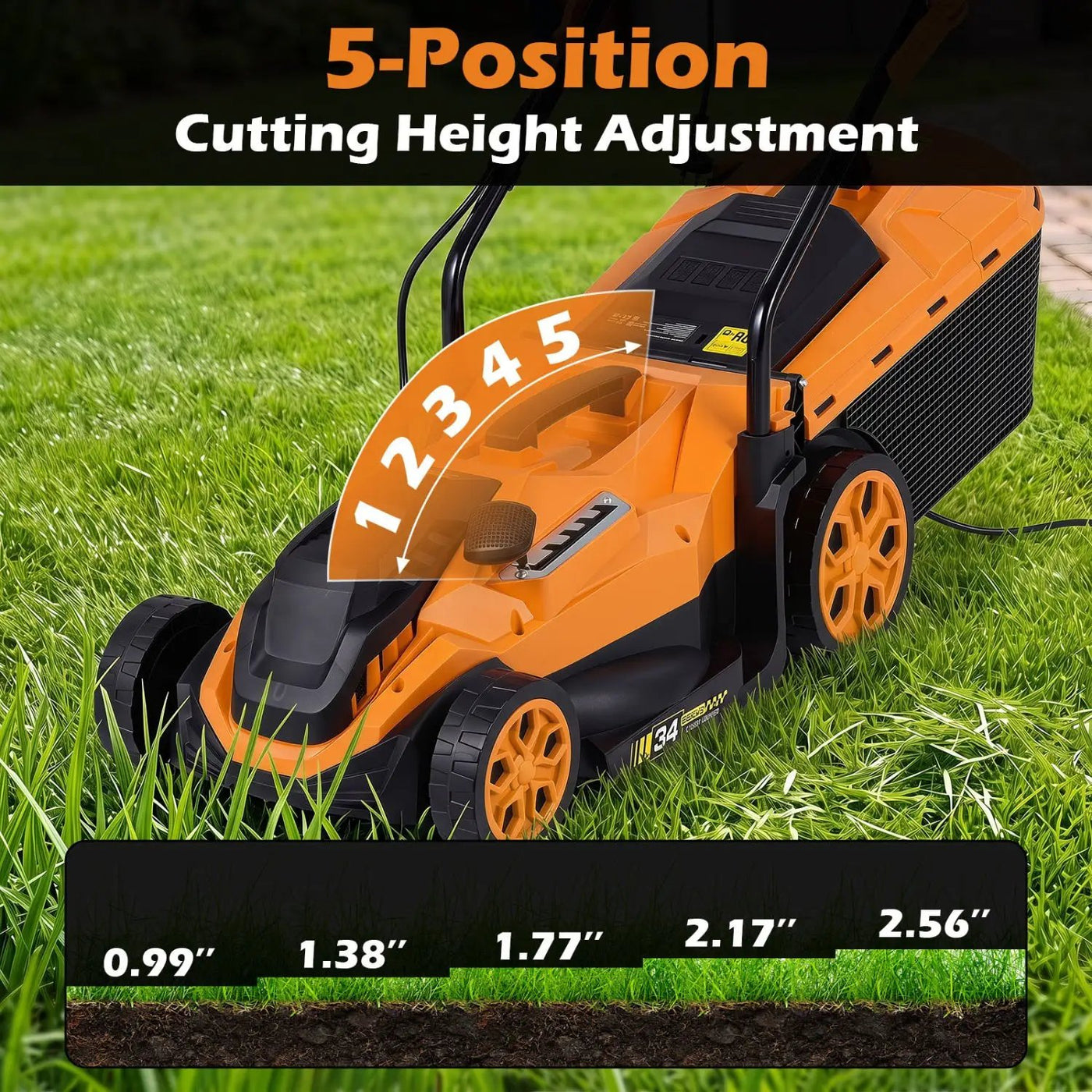 14-Inch Corded Electric Lawn Mower with 5-Position Height Adjust by DirectDeals