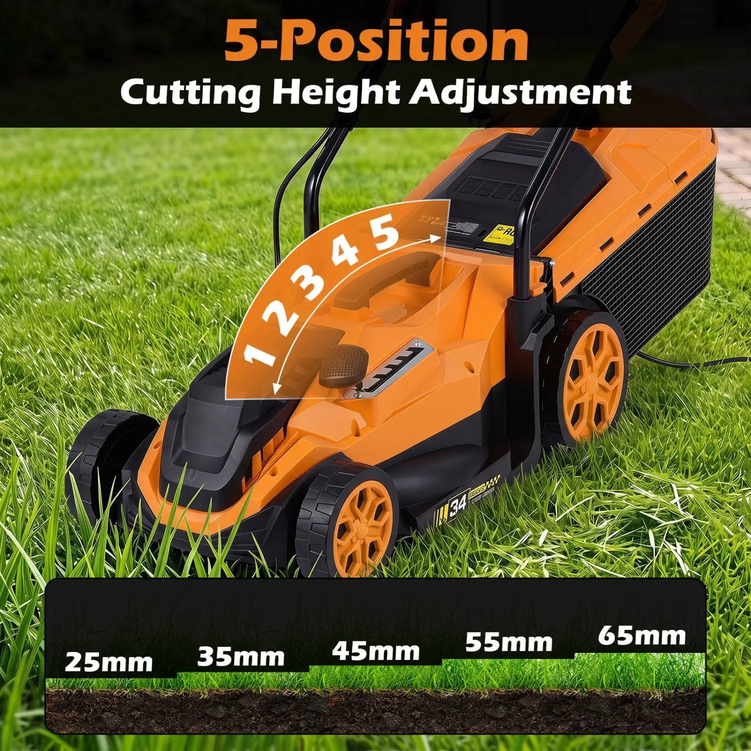 14-Inch Corded Electric Lawn Mower with 5-Position Height Adjust by DirectDeals
