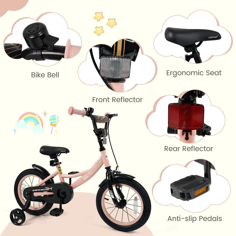 Kids Bike 12-18 Inch with Training Wheels - Pink by DirectDeals