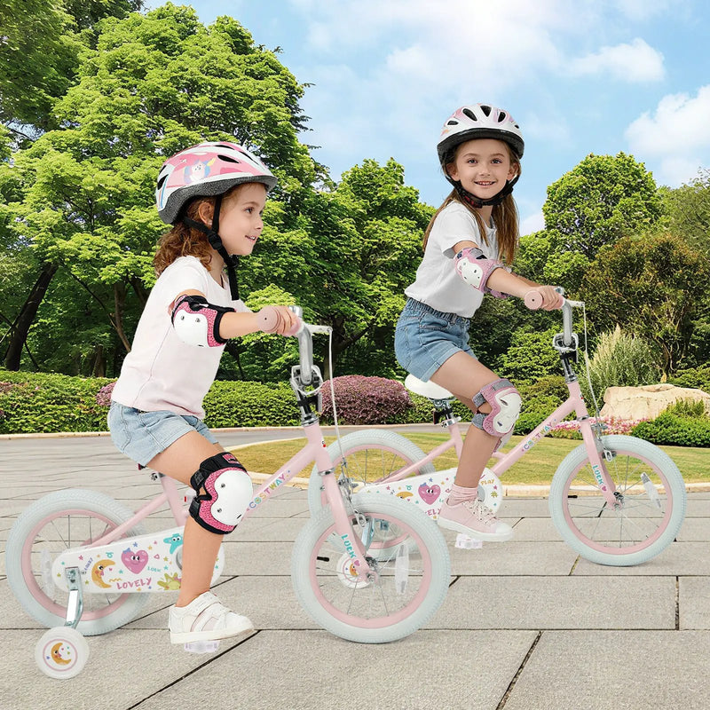 Kids Bike 12-18 Inch with Training Wheels - Pink Stars & Moon by DirectDeals