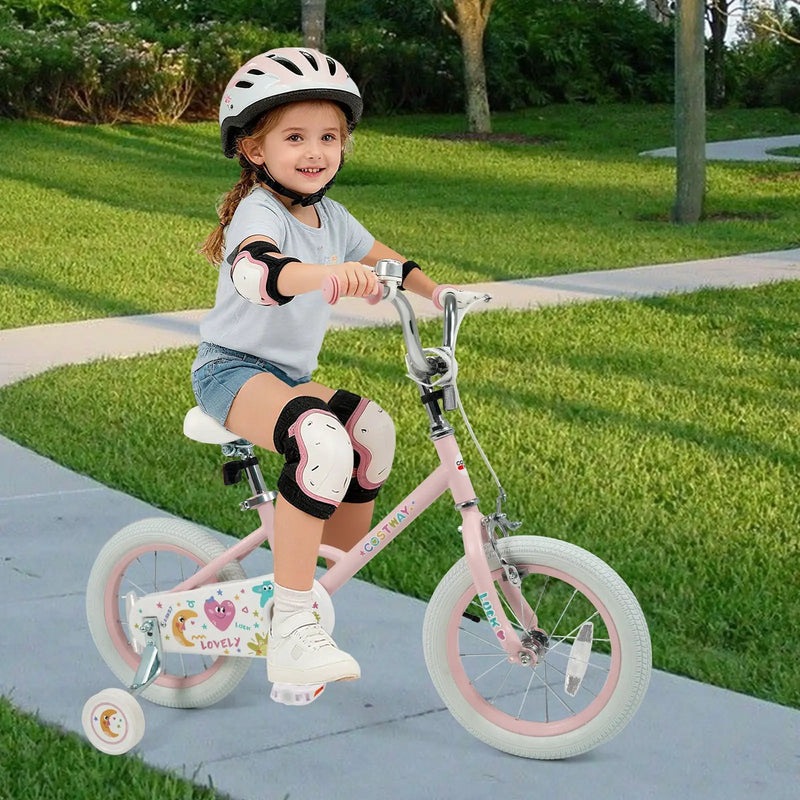 Kids Bike 12-18 Inch with Training Wheels - Pink Stars & Moon by DirectDeals