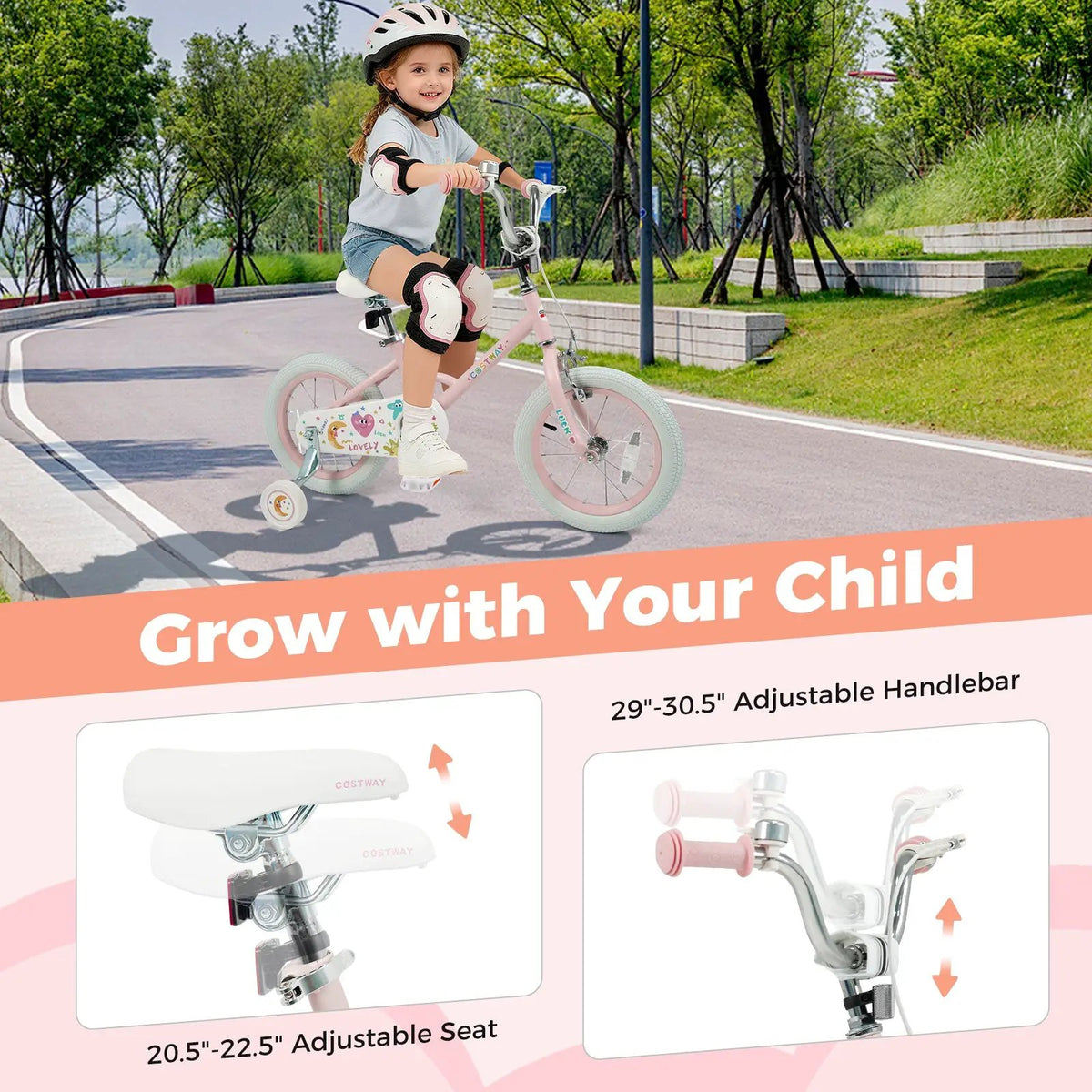 Kids Bike 12-18 Inch with Training Wheels - Pink Stars & Moon, photo 15 of 32