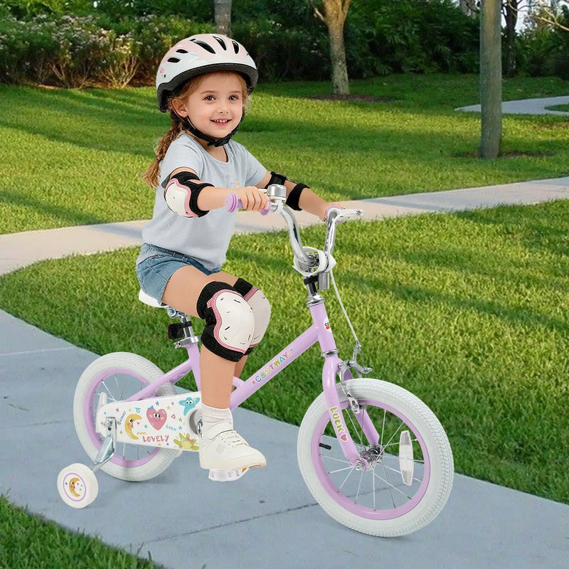 Kids Bike 12-18 Inch with Training Wheels - Purple by DirectDeals