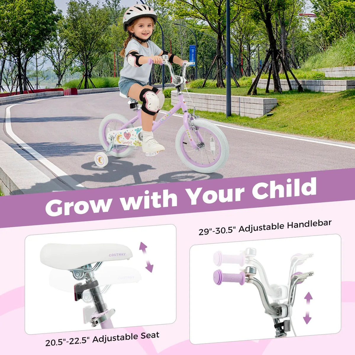 Kids Bike 12-18 Inch with Training Wheels - Purple, photo 15 of 32