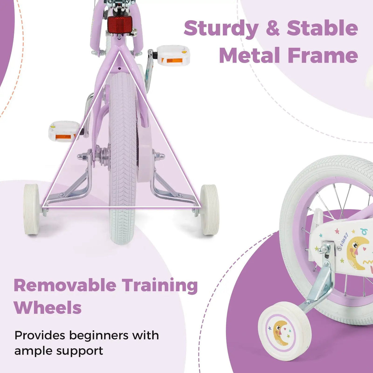 Kids Bike 12-18 Inch with Training Wheels - Purple, photo 16 of 32