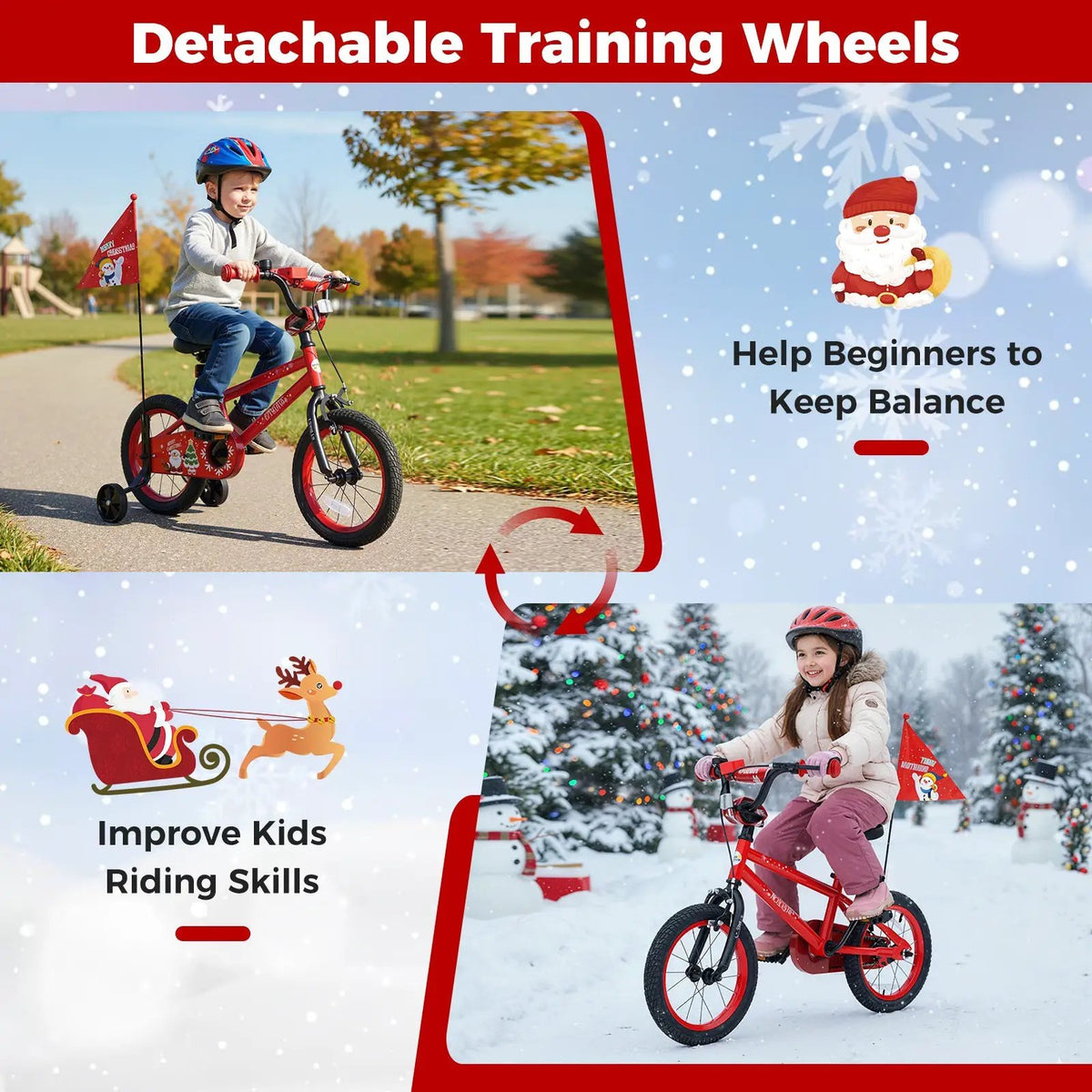 Kids Bike 12-18 Inch with Training Wheels & Christmas Music, photo 13 of 32