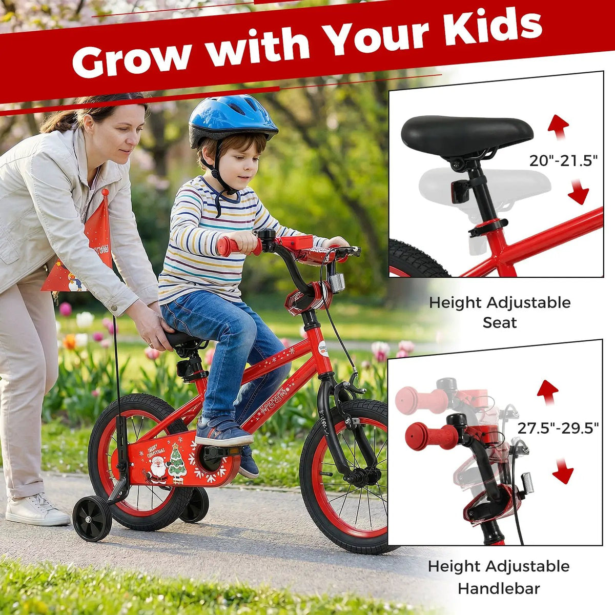 Kids Bike 12-18 Inch with Training Wheels & Christmas Music, photo 14 of 32