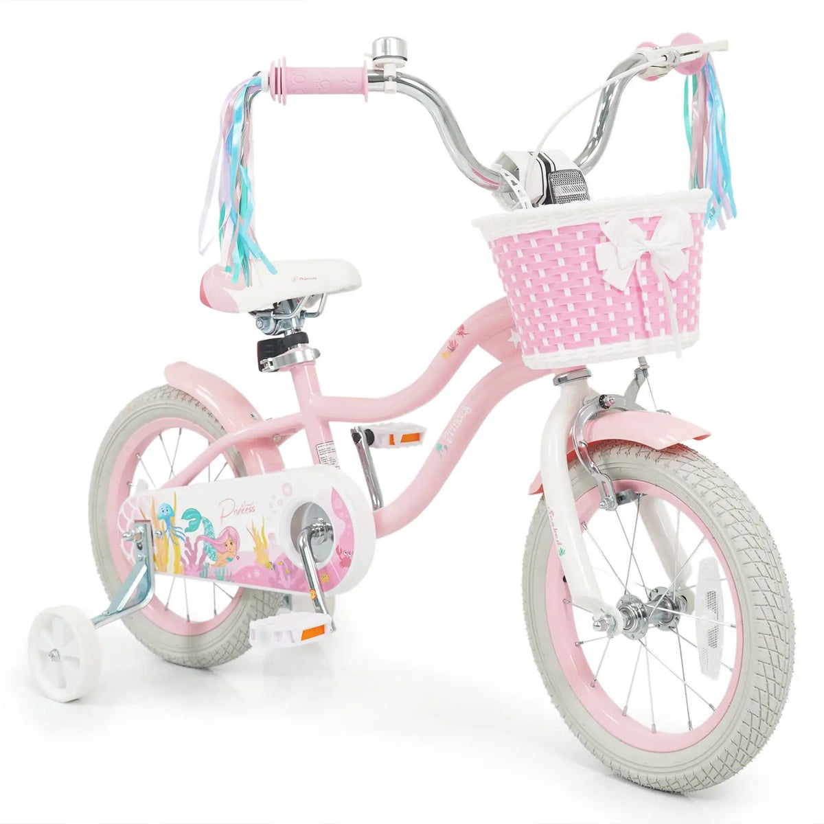 18-Inch Kids Bike Adjustable with Basket and Streamers Pink, photo 2 of 11