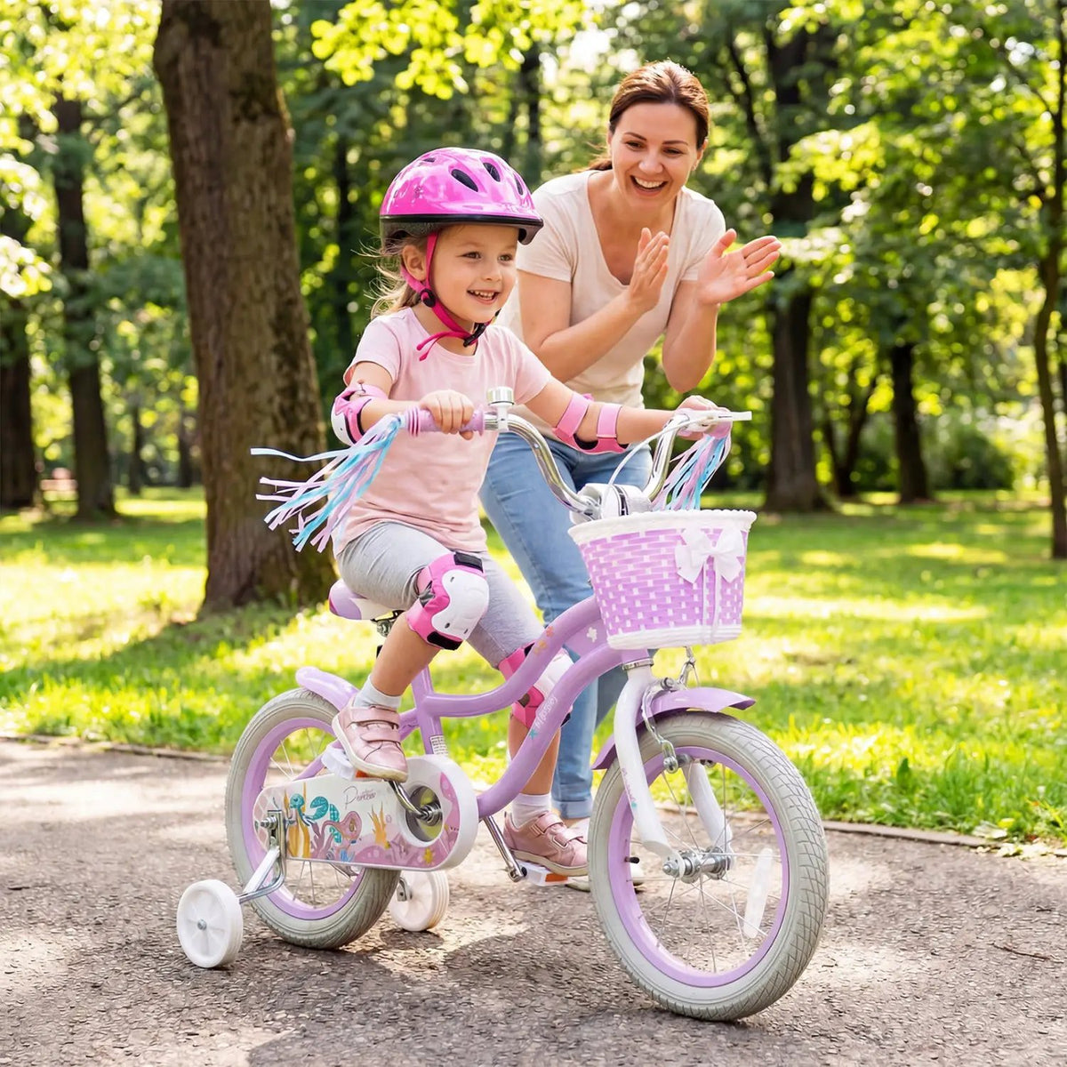 Kids Bike 12-20 Inch with Training Wheels & Basket Purple, photo 9 of 32