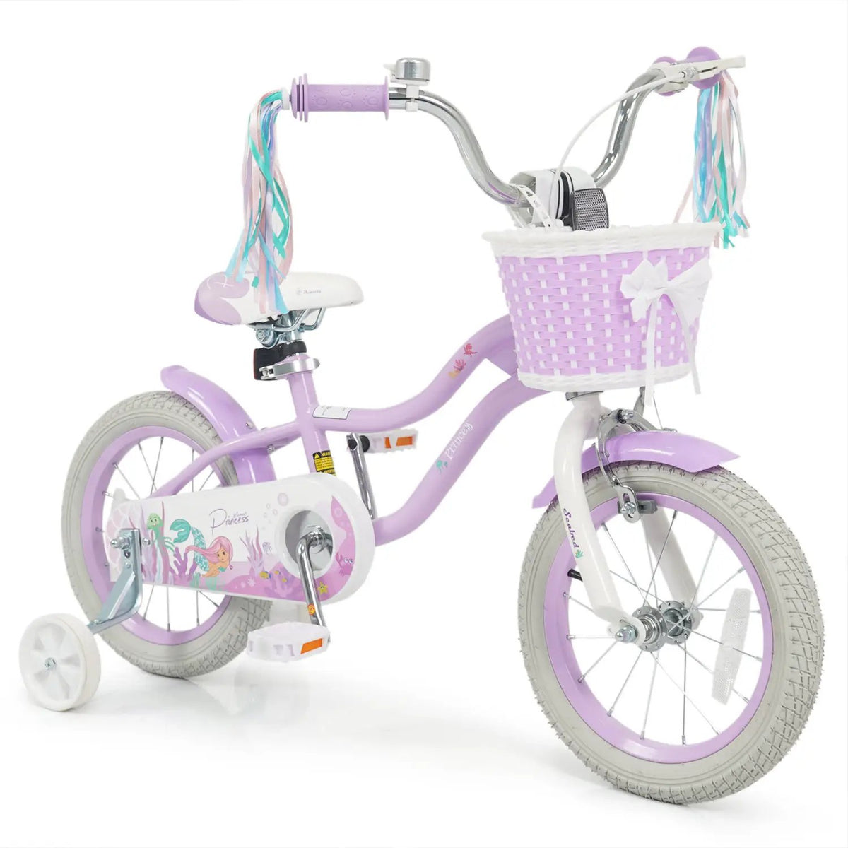 Kids Bike 12-20 Inch with Training Wheels & Basket Purple, photo 10 of 32