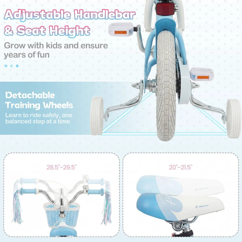 Kids Bike 12-20 Inch with Training Wheels & Basket by DirectDeals
