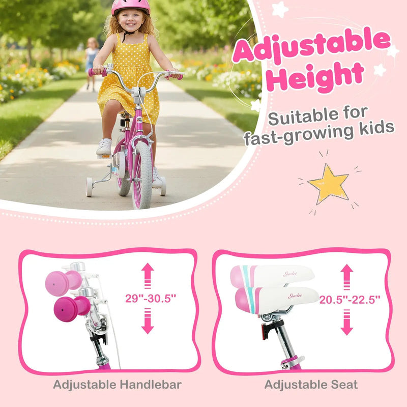 Kids Bike 12-18 Inch with Training Wheels - Pink by DirectDeals