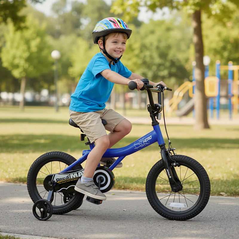 Kids Bike 14-Inch with Removable Training Wheels Navy by DirectDeals