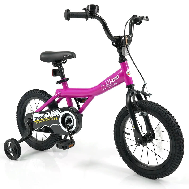 Kids Bike 14-Inch with Removable Training Wheels Pink by DirectDeals