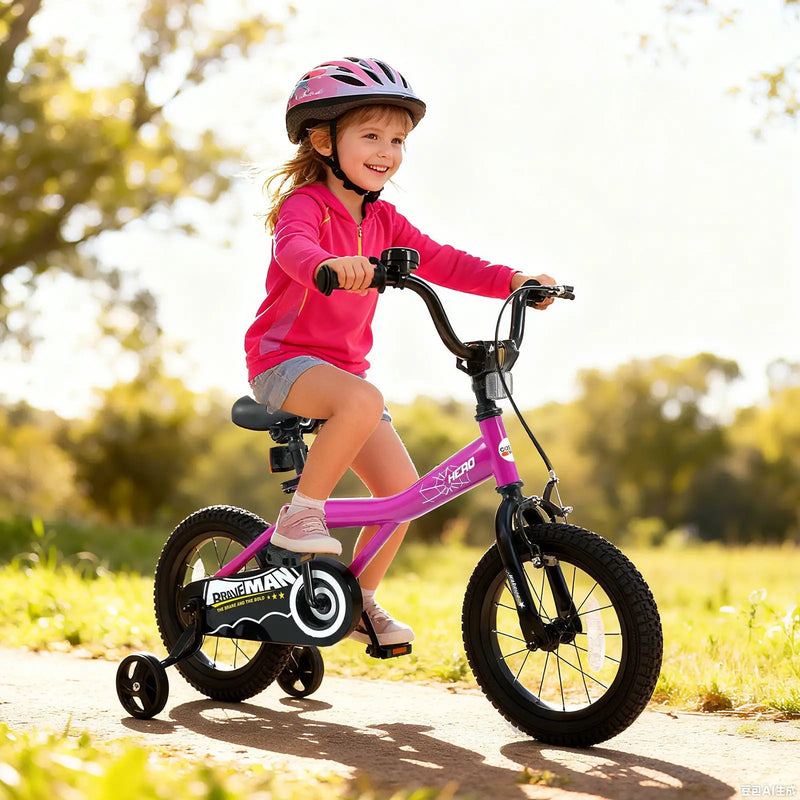 Kids Bike 14-Inch with Removable Training Wheels Pink by DirectDeals