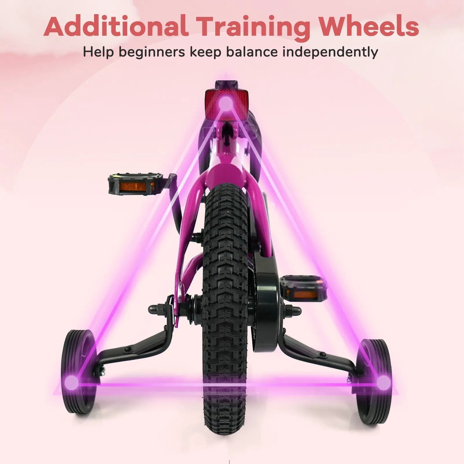 Kids Bike 14-Inch with Removable Training Wheels Pink by DirectDeals