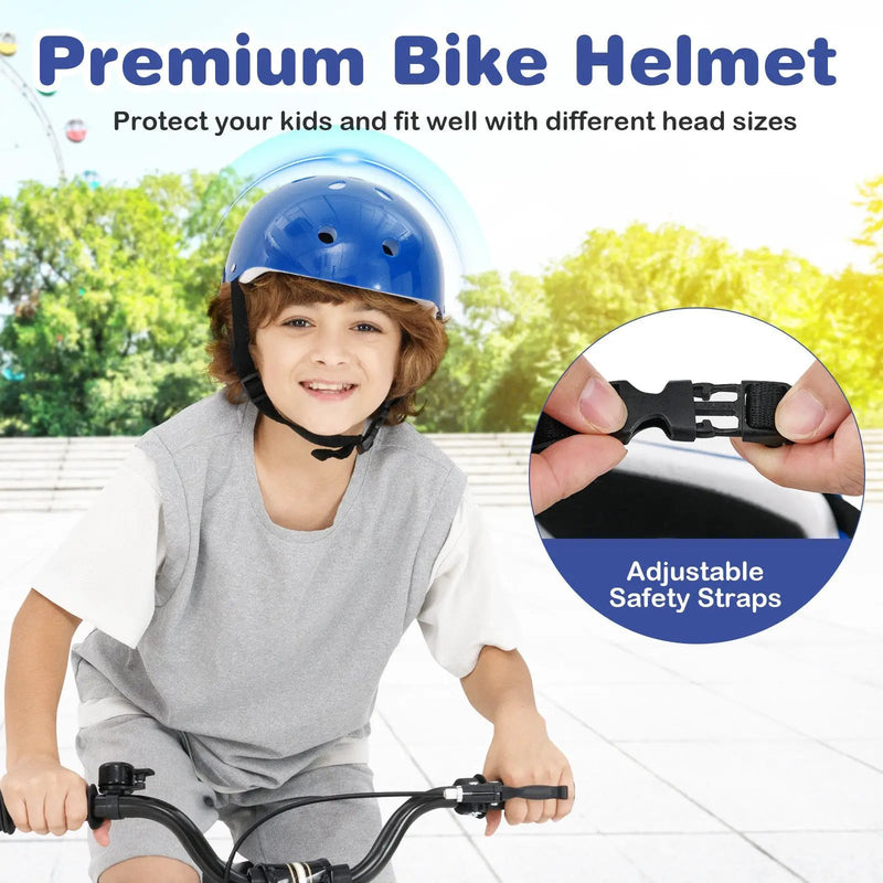 14 Inch Kids Bike White with Blue Helmet Protective Set by DirectDeals