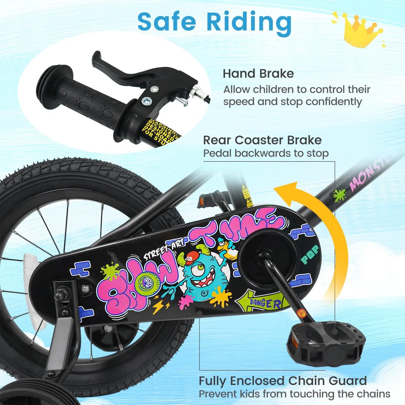 18-Inch Kids Bike with Training Wheels for Ages 4-8 by DirectDeals