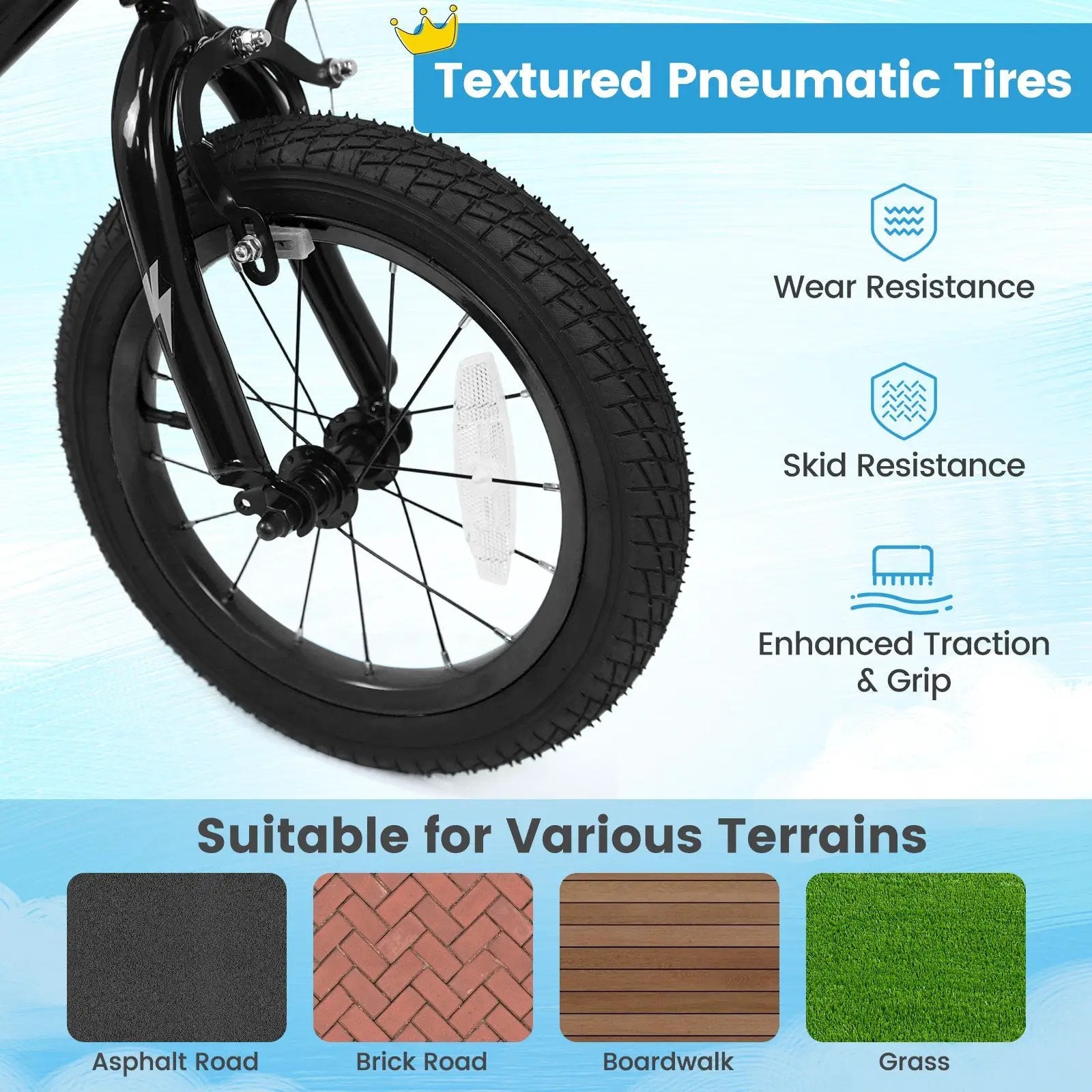 18-Inch Kids Bike with Training Wheels for Ages 4-8 by DirectDeals