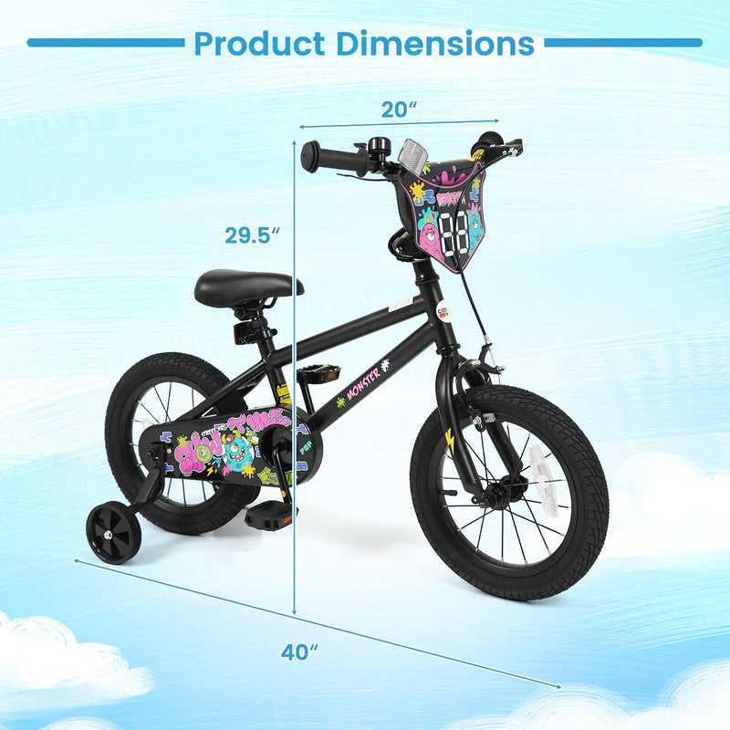 18-Inch Kids Bike with Training Wheels for Ages 4-8 by DirectDeals