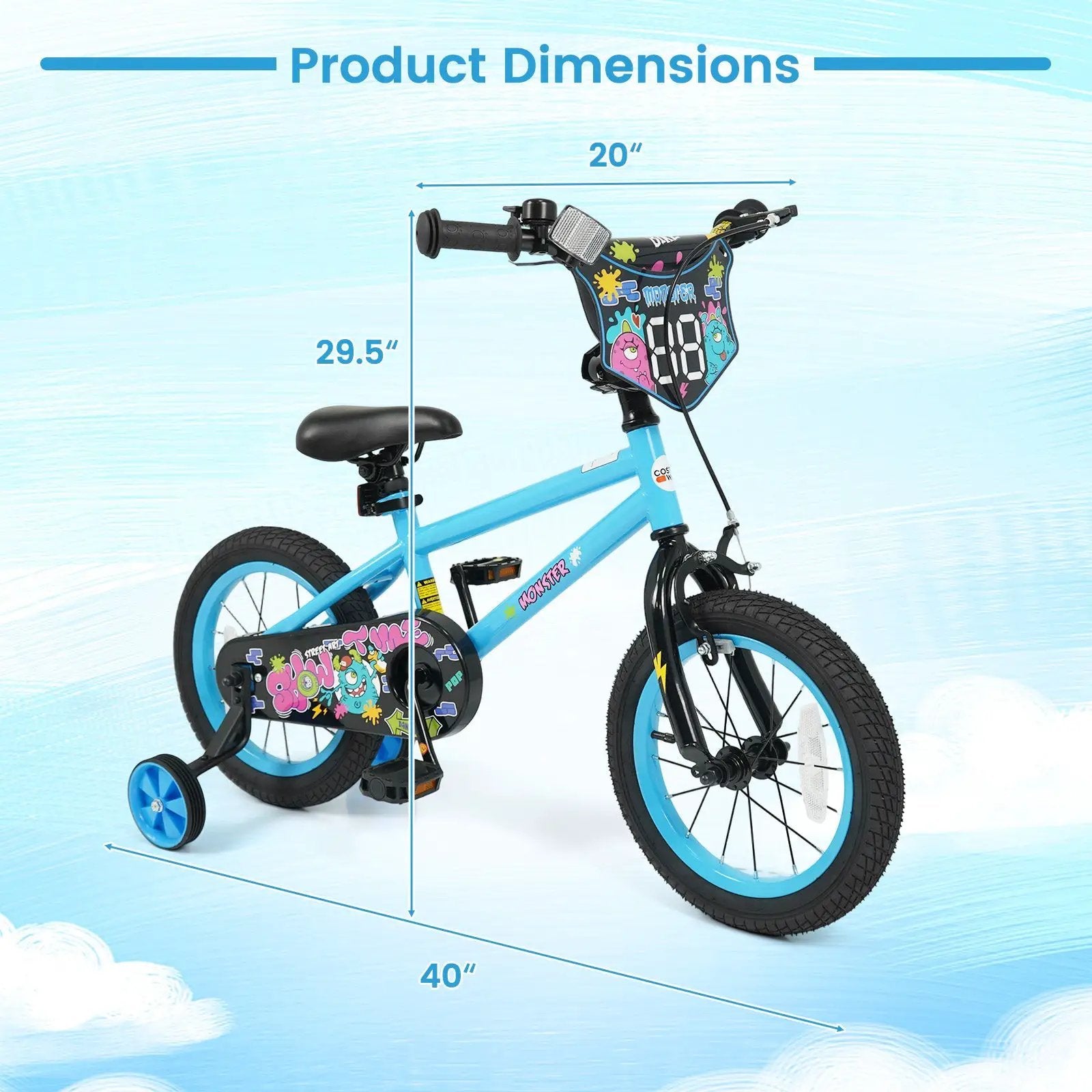 Kids Bike 16 Inch with Training Wheels Ages 4-7 by DirectDeals