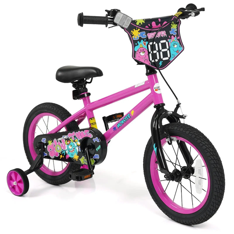 Kids Bike with Training Wheels 12-18 Inch Pink by DirectDeals