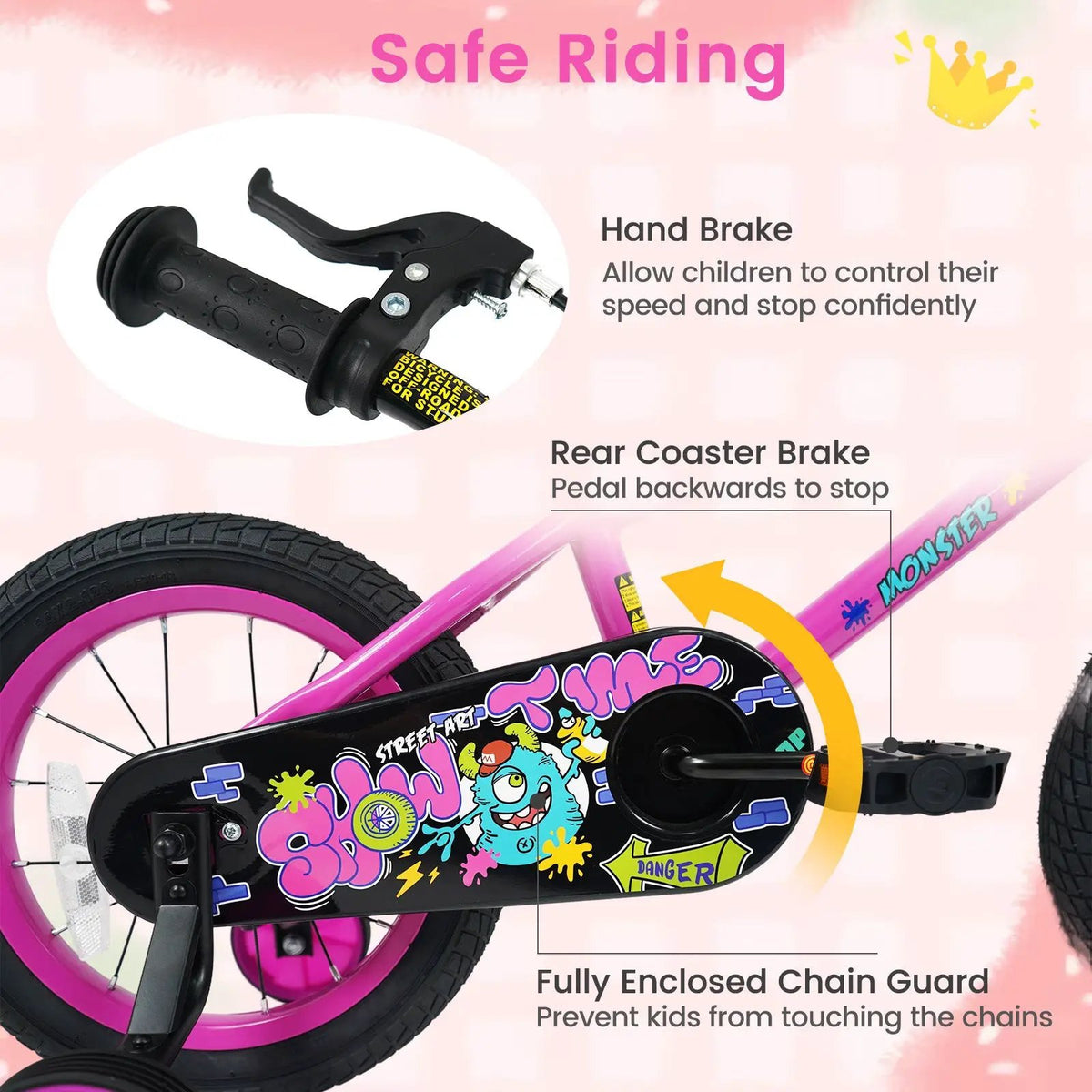 Kids Bike with Training Wheels 12-18 Inch Pink, photo 24 of 32