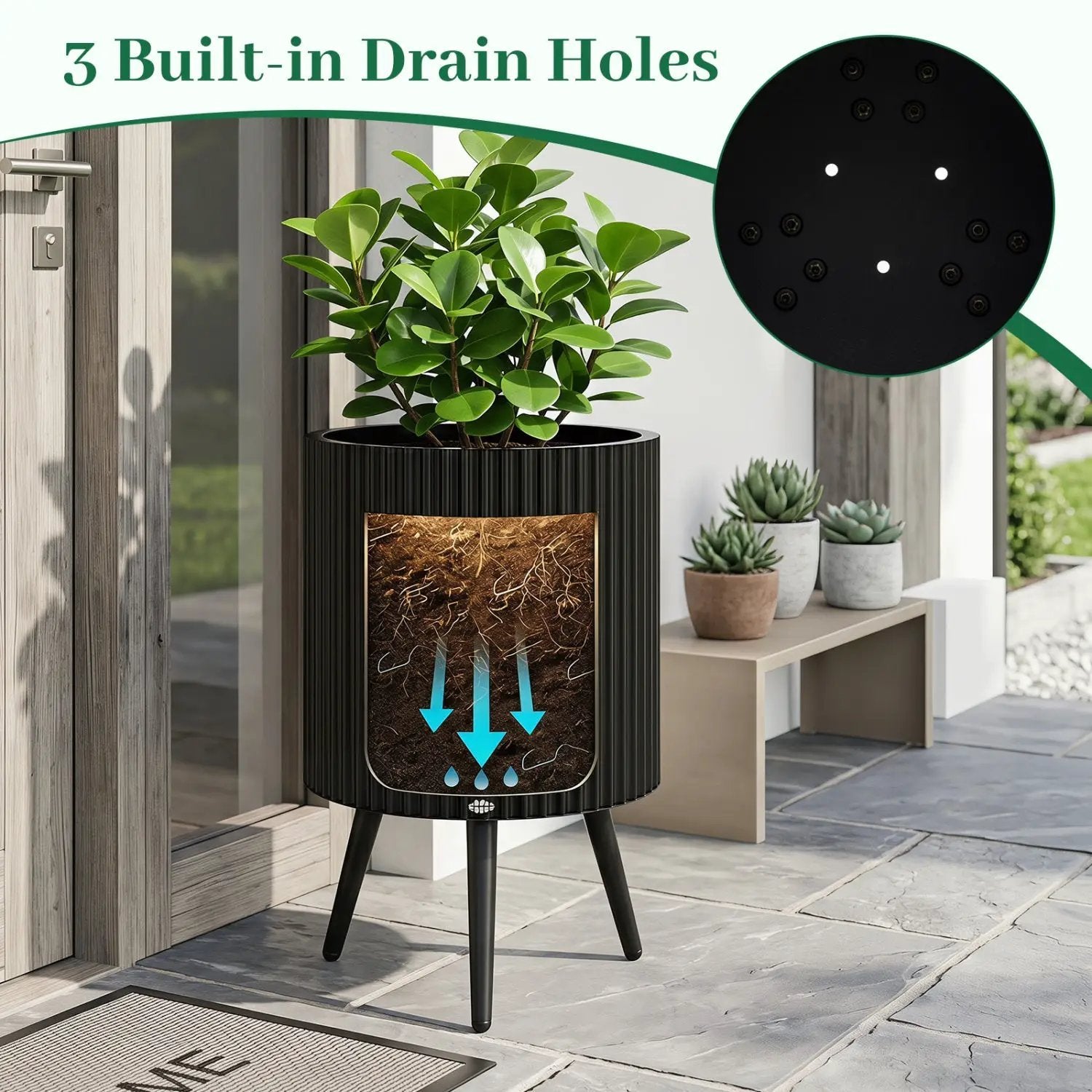 20-Inch Raised Metal Planter with Stand and Drainage Holes by DirectDeals