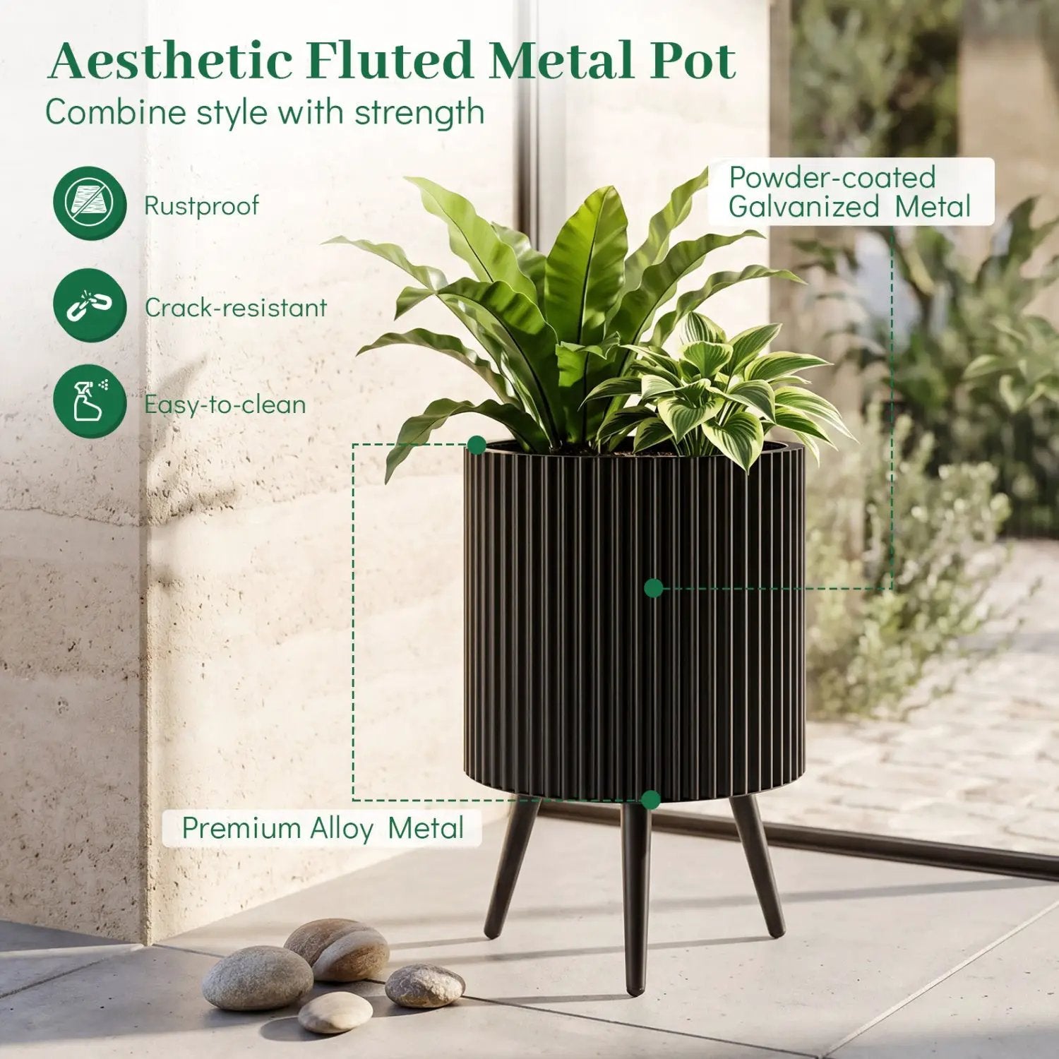 20-Inch Raised Metal Planter with Stand and Drainage Holes by DirectDeals