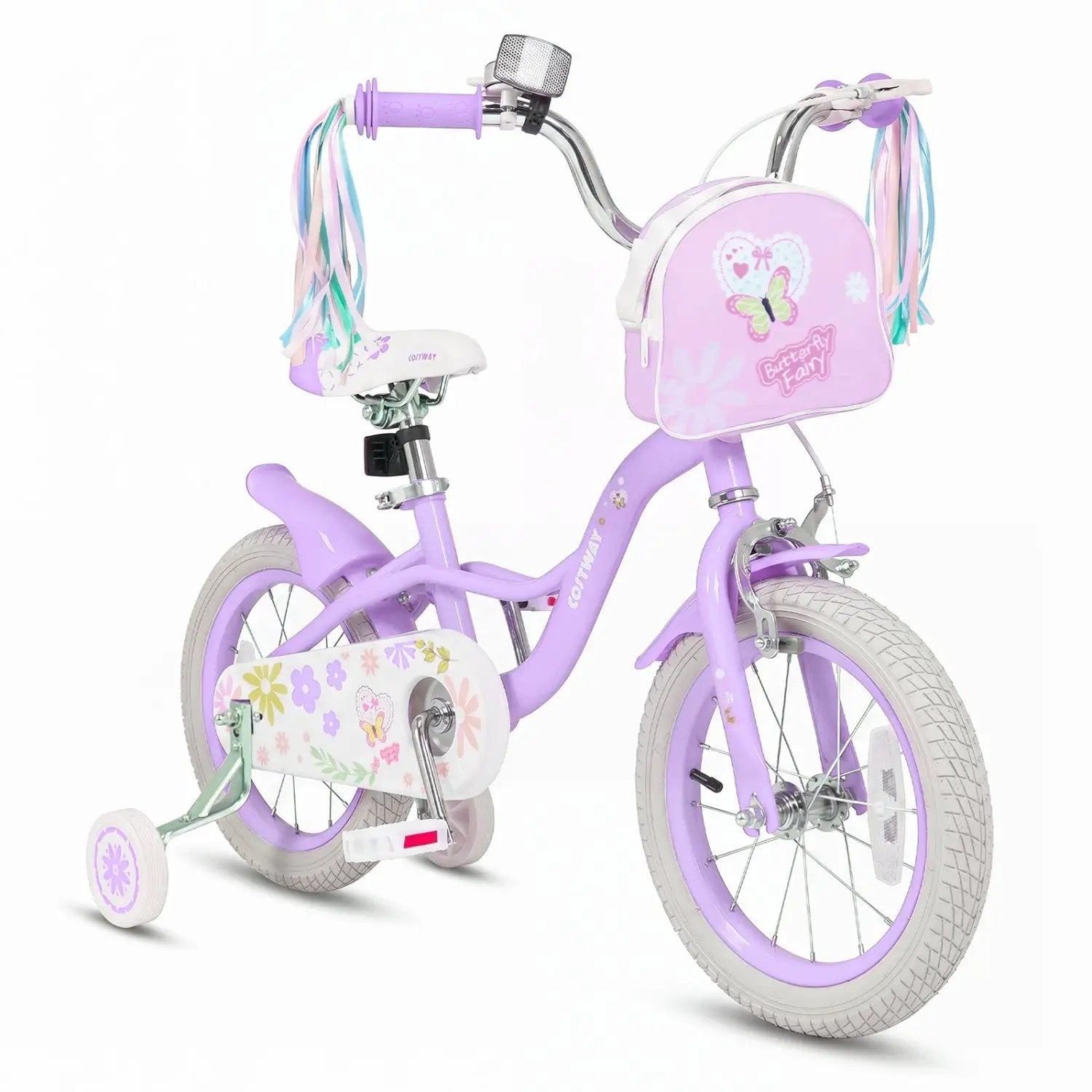 Girls Bike 18 Inch with Training Wheels and Front Bag by DirectDeals