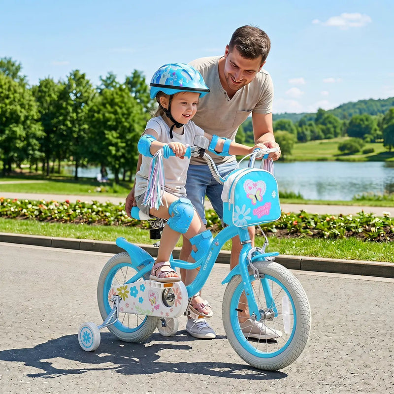 Girls Bike 12-18 Inch with Training Wheels and Front Bag by DirectDeals