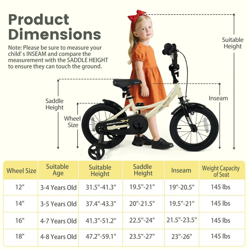 14 Inches Kids Bike Sport Bicycle with Removable Training Wheels by DirectDeals