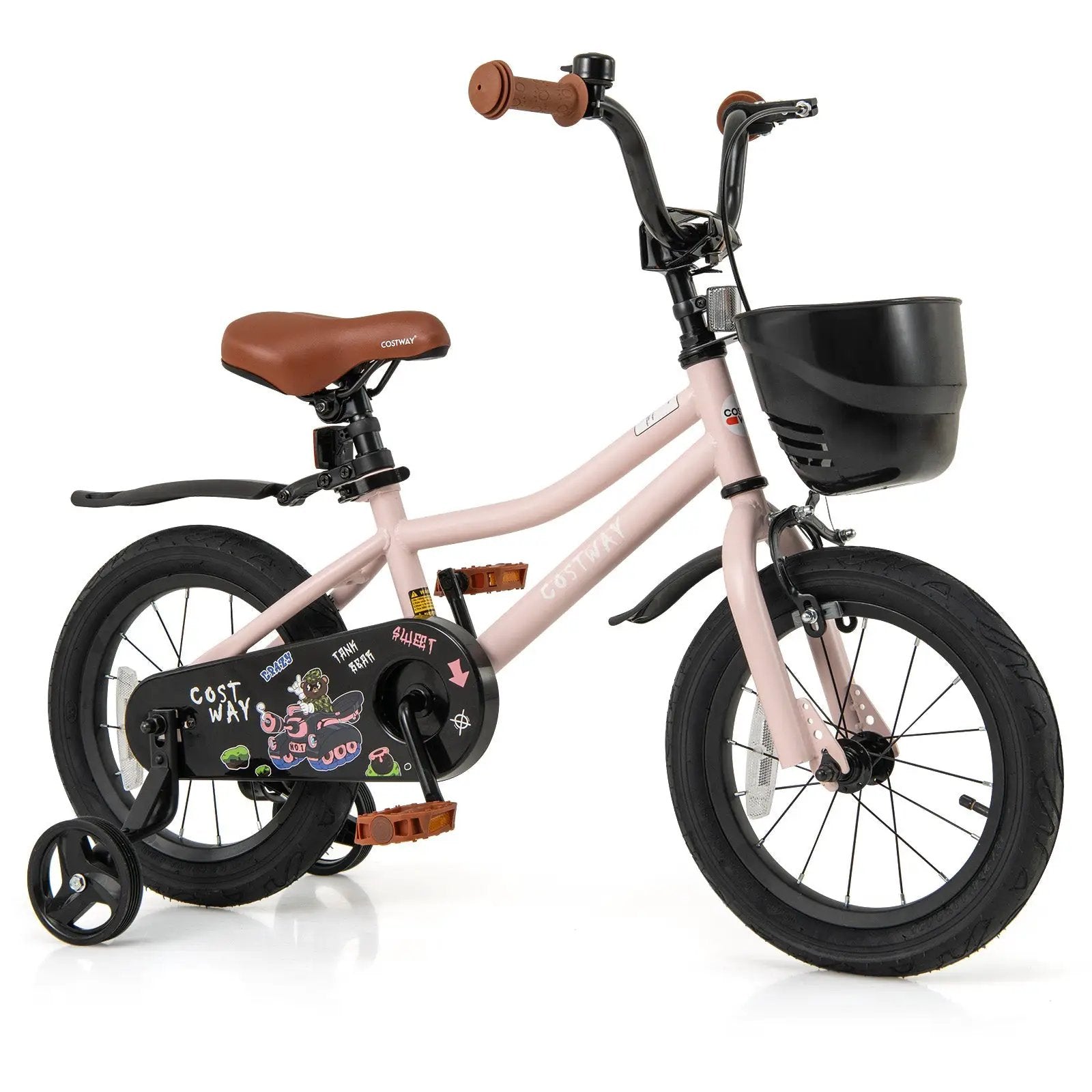 14 Inches Kids Bike with Basket and Adjustable Handlebar for 3-5 Years Old by DirectDeals