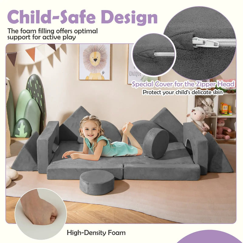 14 PCS Modular Kids Play Couch for Playroom and Bedroom by DirectDeals