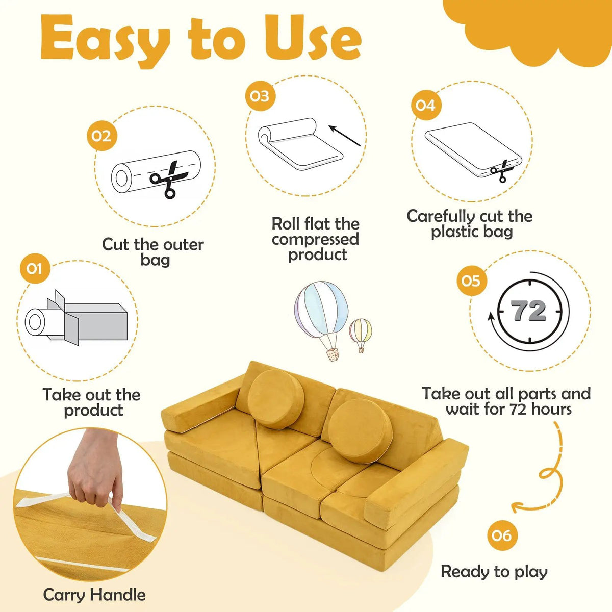 14 PCS Modular Kids Play Couch for Playroom and Bedroom, photo 17 of 24