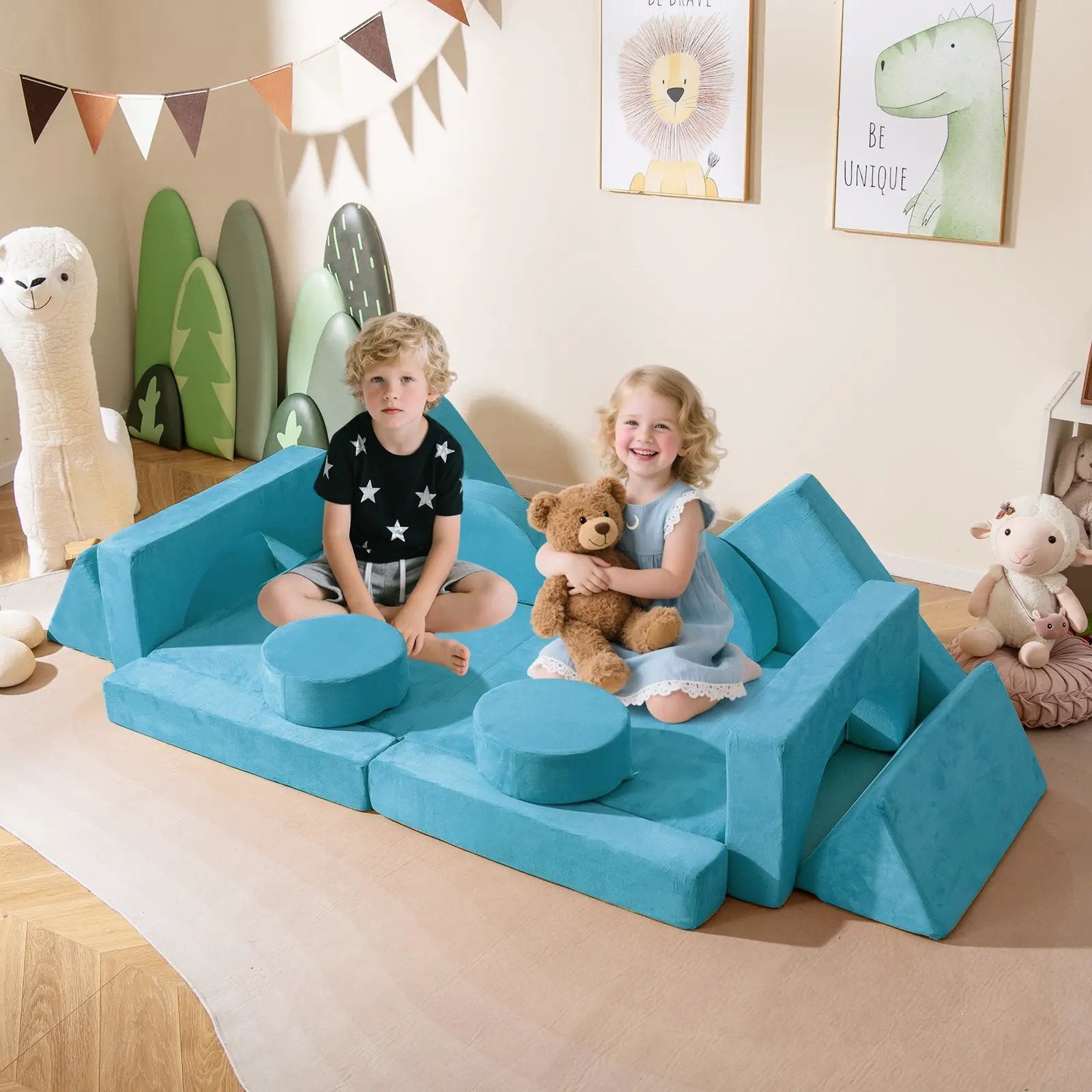 14 PCS Modular Kids Play Couch for Playroom and Bedroom by DirectDeals