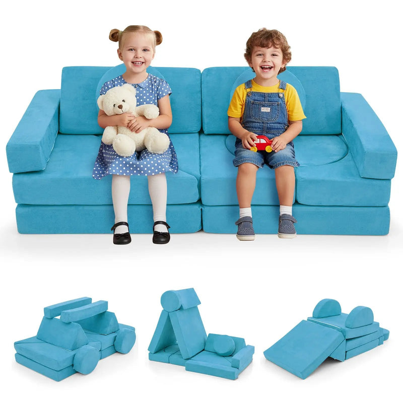14 PCS Modular Kids Play Couch for Playroom and Bedroom by DirectDeals