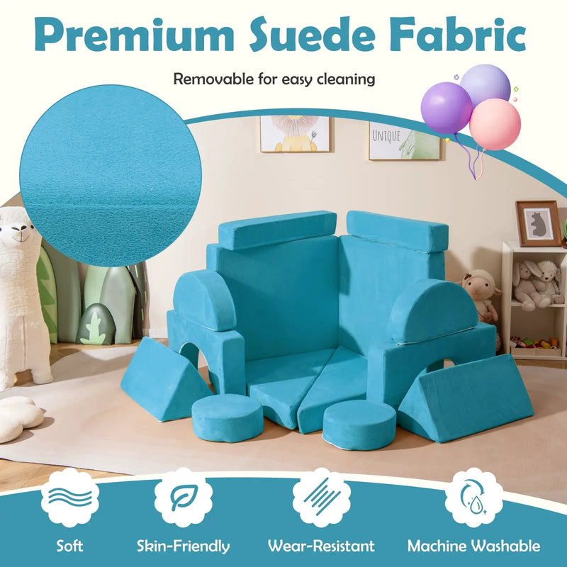 14 PCS Modular Kids Play Couch for Playroom and Bedroom by DirectDeals