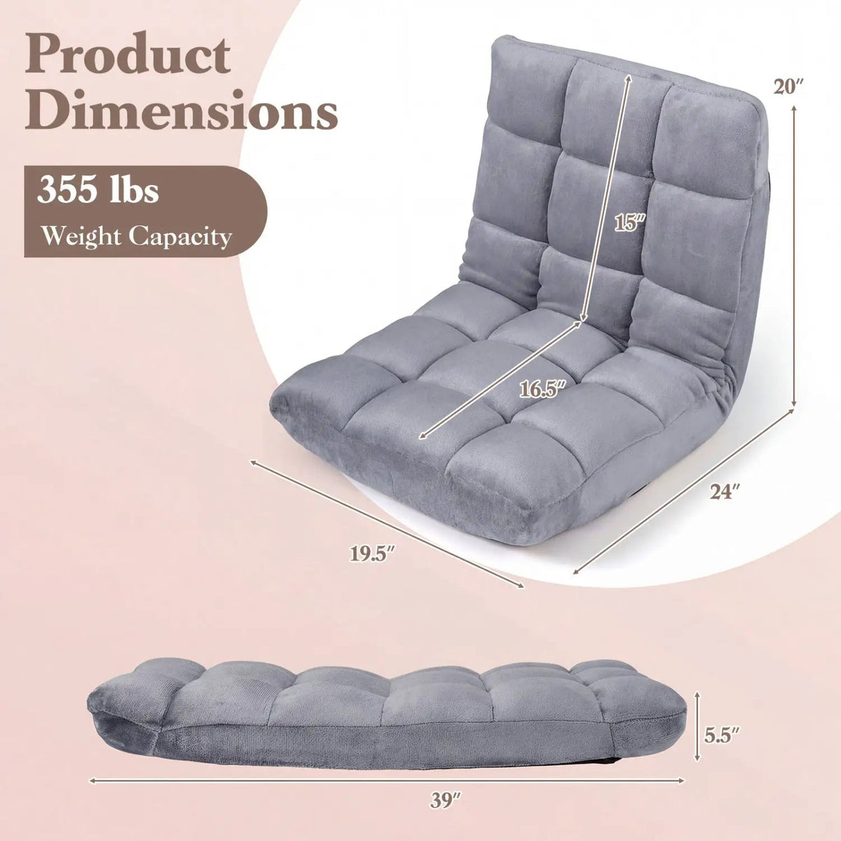 Adjustable 14-position Cushioned Floor Chair, photo 19 of 19