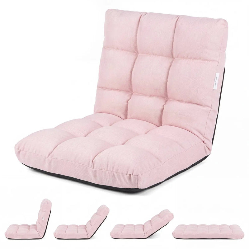14-Position Adjustable Folding Floor Chair - Light Pink by DirectDeals