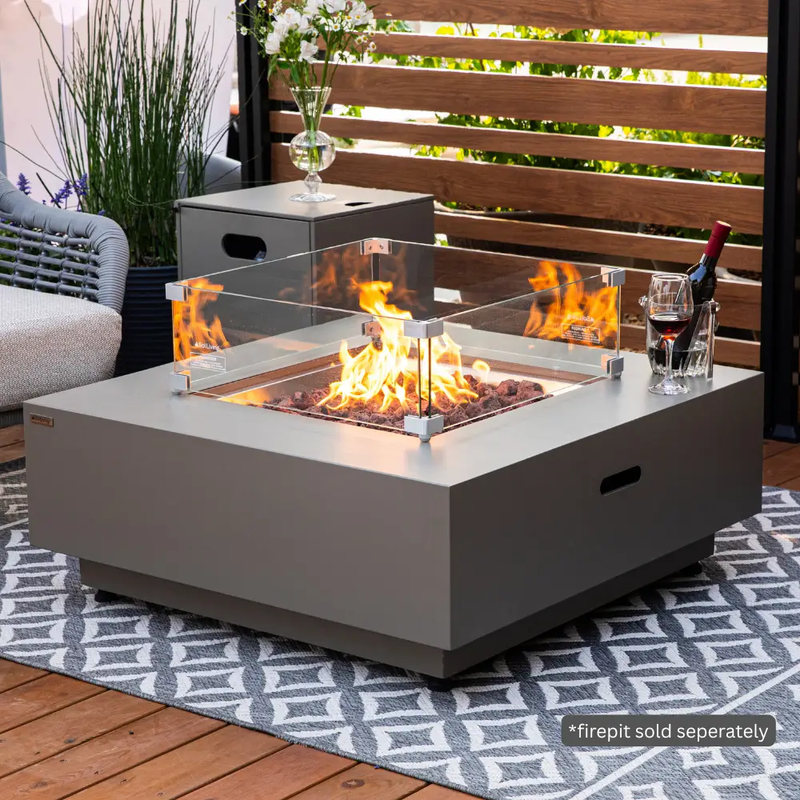 Ashton Fire Pit Tempered Clear Glass Wind Screen by EnvelorHome