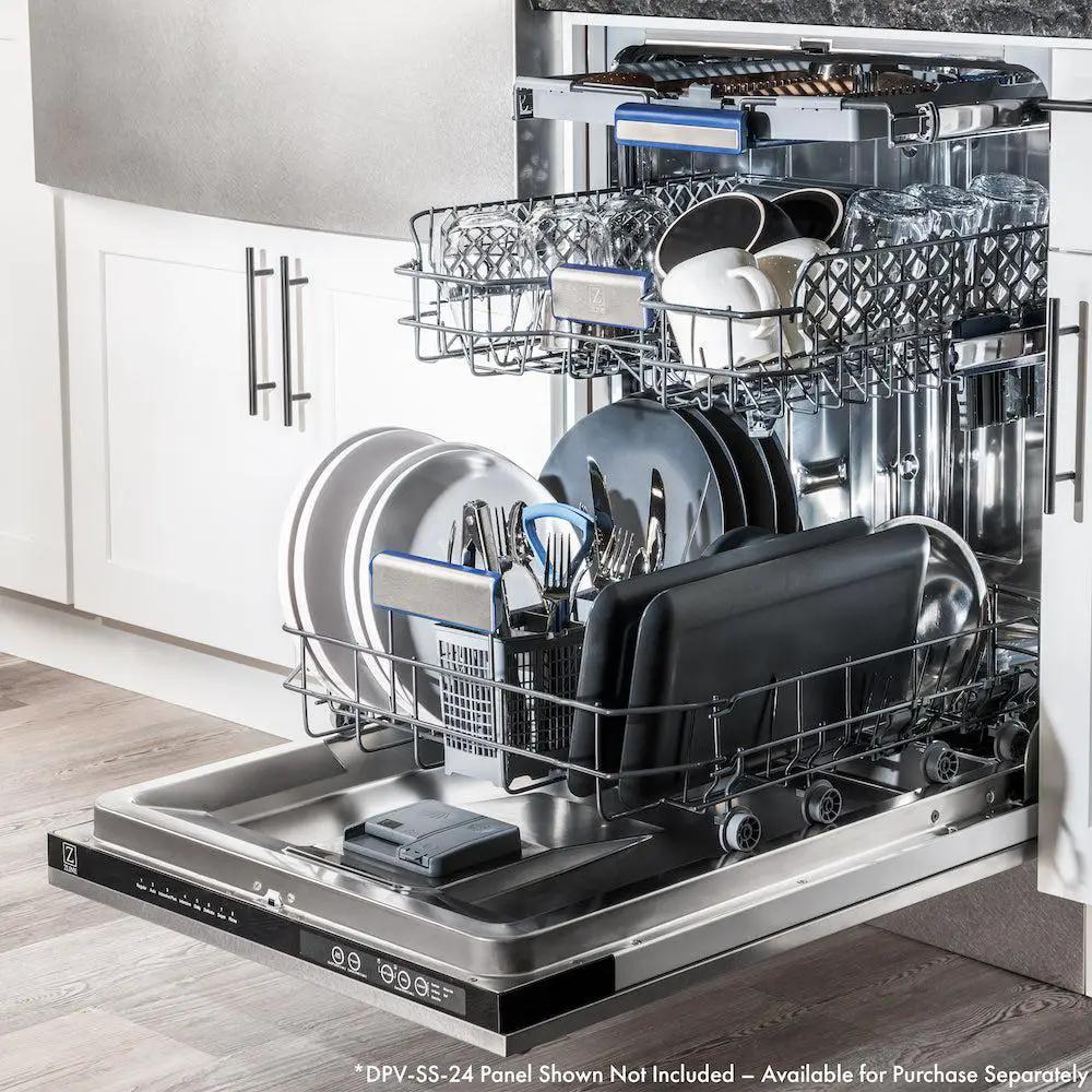 ZLINE Autograph 24" Dishwasher Stainless, Matte Black DWVZ-24-MB by Farmhouse Kitchen and Bath