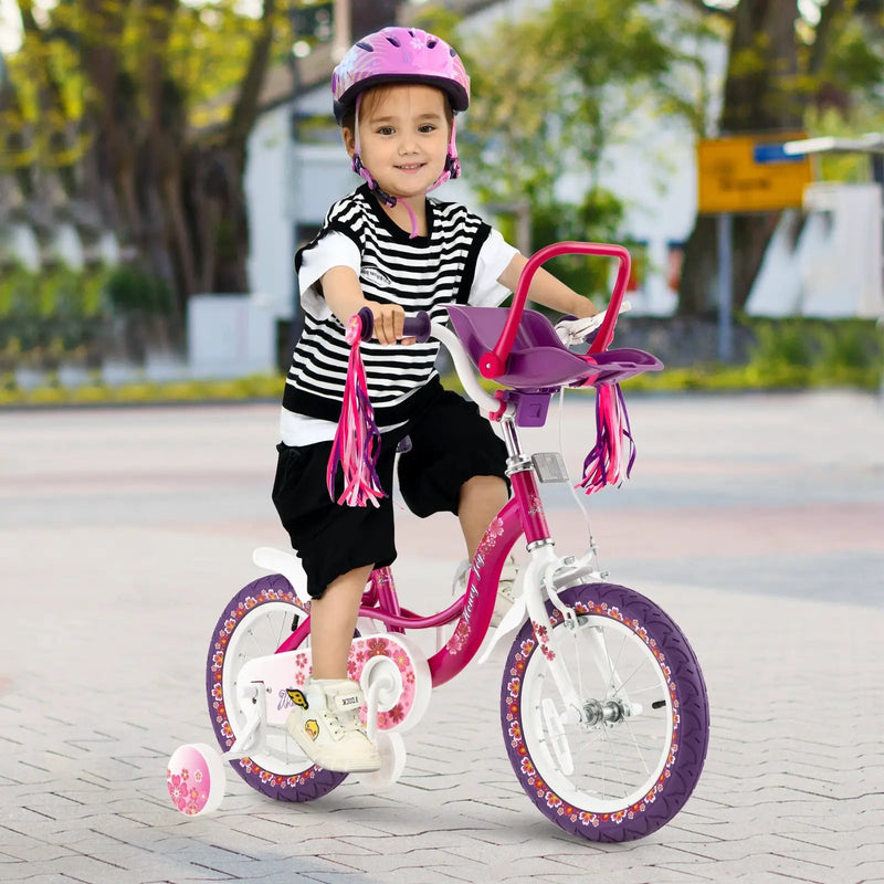 16 Inch Kids Bike with Doll Seat and Removable Training Wheels-16 inches by DirectDeals